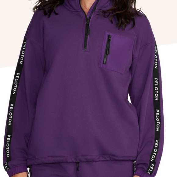 Peloton Purple Activewear Training Quarter-Zip Pullover With Draw Strings - Picture 1 of 2